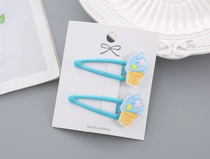 Détails des jolies barrettes à cheveux glace bleue avec coeurs roses pour filles