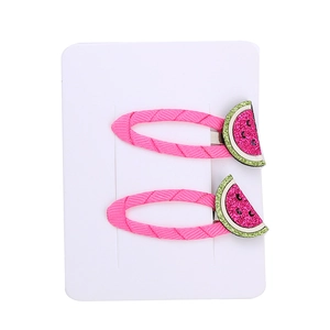Simpatiche forcine anguria con paillettes per bambine e clip BB avvolte in rosa