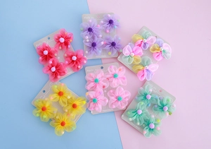 Set mit 24 handgefertigten Netz-Blumen-Haarclips für Mädchen in sechs verschiedenen Farbsorten