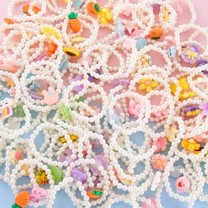 Colorful resin bead bracelets for kids featuring cute rabbit and flower charms