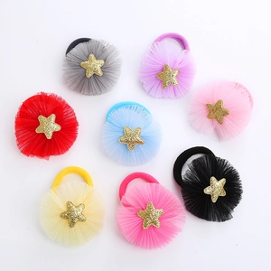 Set of 8 colorful mesh star hair ties with high elasticity for kids and babies