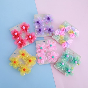 Kinder Süße Netzblumen Haarschmuck Set Handgefertigte Tüll Florale Haarspangen Haargummis Für Mädchen Alltag Party Haardekor