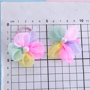 Kinder Haarschmuck-Set mit Sonnenblume aus Organza-Gewebe und Perle in der Mitte für Mädchen