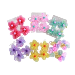 Haarschmuck-Set für Kinder mit Netzblumen und Perlen in verschiedenen Farben