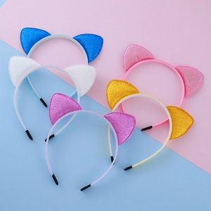 Serre-tête Oreilles de Chat à Paillettes Mignon pour Enfants Filles en Plastique Antidérapant Accessoires Cheveux Fête