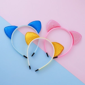 Lot de trois serre-têtes oreilles de chat à paillettes pour enfants et adultes multicolore