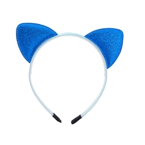 Serre-tête oreilles de chat bleu brillant avec paillettes pour accessoires cheveux de fête
