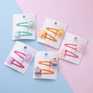 Cute Cartoon Bear Rabbit Resin Hair Clips For Kids Girls Alloy BB Clips Bangs Side Clips Hair Accessories Jewelry