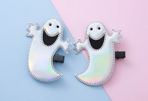 Détails des barrettes fantômes holographiques aux expressions effrayantes pour Halloween