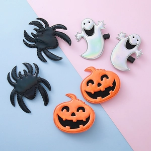 Barrettes Cheveux Halloween Filles Citrouille Fantôme Araignée Accessoires Cheveux Décoratifs Fête Enfants Fait Main Cuir