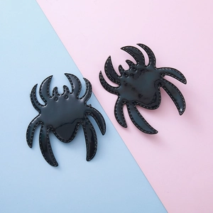 Lot de deux pinces à cheveux araignée noire brillante pour fête d'Halloween filles