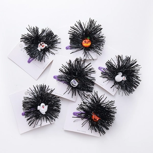 Set of 6 Halloween party hair clips featuring cartoon pumpkin, ghost, and bat designs
