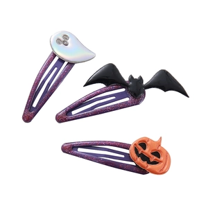 Lot de 3 barrettes Halloween pailletées en forme de fantôme chauve-souris et citrouille