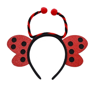 Cerchietto a coccinella per bambini con ali glitterate e antenne rosse soffici