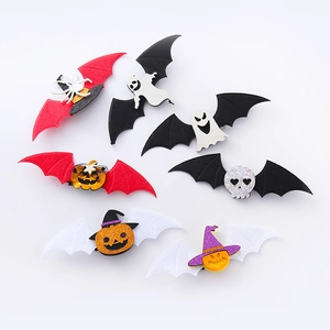Juego de 7 pinzas para el pelo de Halloween con calabaza fantasma y murciélago para fiestas