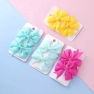 Barrettes à cheveux à nœuds en ruban gros-grain fait main pour enfants, couleurs vives
