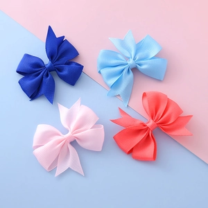 Noeuds de cheveux en ruban gros-grain pour filles en bleu, rose et rouge corail