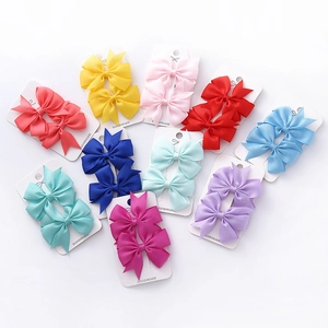 Lot de 20 barrettes nœuds en ruban gros-grain multicolores sur cartes handmade