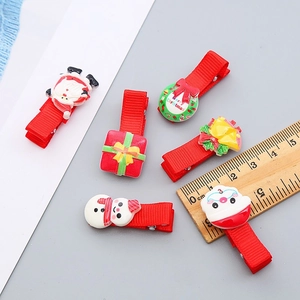 Set de pinzas navideñas para el pelo con diseños de Papá Noel Muñeco de nieve y Alces