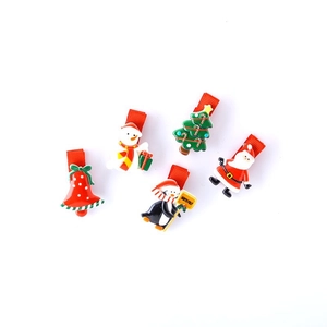 Lot de cinq barrettes de Noël avec bonhomme de neige, Père Noël et sapin pour bébés