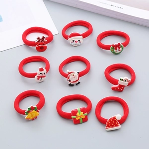 Accesorios para el Cabello de Navidad para Niños Gomas Rojas Resina Papá Noel Muñeco de Nieve Reno Pinzas para Niñas Decoración
