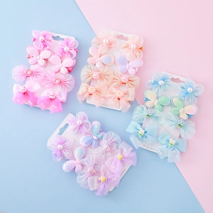 Ensemble de 8 Barrettes Fille Fleur en Maille Papillon Nœud Künstliche Perle d'Imitation Dessin Animé Lapin Accessoires Cheveux Enfants