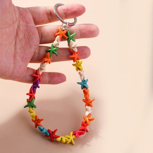 Bunter Seestern Perlen Schlüsselanhänger Für Damen Mode Harzperlen Schlüsselring Sommer Ozean Meereslebewesen Anhänger Taschenschmuck