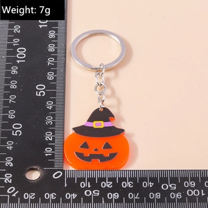 Detail von 7g Halloween-Kürbis Acryl Schlüsselanhänger mit Hexenhut und Ring