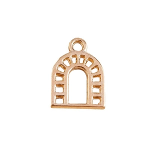 Golden arch U-shaped hollow jewelry pendants with ring top for DIY necklace earrings