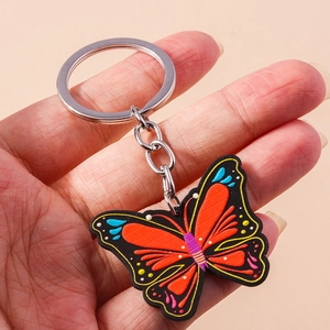 Schmetterling Schlüsselanhänger Mode Tier Anhänger Schlüsselring Lila Zinklegierung PVC Tasche Charm Für Rucksack Geschenk