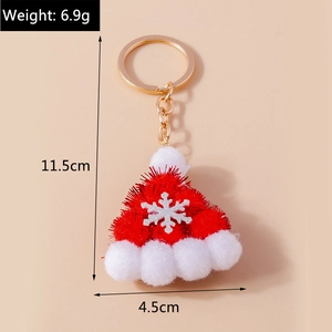Tabla detallada de tallas para llavero de gorro navideño con patrón de copo nieve