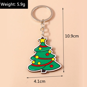 Detailed view of 10.9cm Christmas tree keychain with colorful baubles and top star