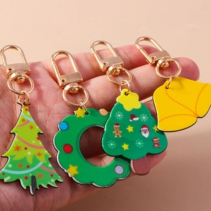 Christmas Tree Wreath Bell Keychains Resin Zinc Alloy Festive Bag Pendant Charms For Holiday Decoration Gift Accessories