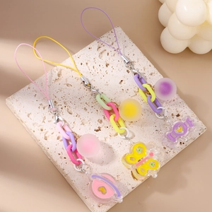 Chic beaded planet butterfly candy keychains and bag charms with colorful acrylic chain links