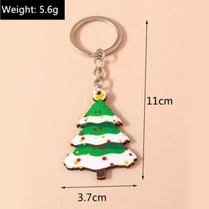 Cartoon Christmas tree keychain with size dimensions 11cm by 3.7cm and 5.6g weight