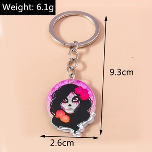 Detailed view of Halloween keychain showing dimensions 9.3cm length and 6.1g weight