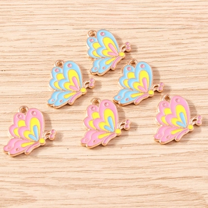 Set van 6 kleurrijke emaille vlinder bedeltjes met roségoud afwerking voor DIY sieraden
