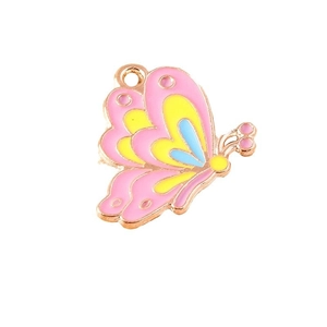 Kleurrijke emaille vlinderhanger met gouden legering rand voor DIY sieraden maken