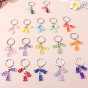 Cute Resin Animal Gummy Bear Keychain Colorful Glitter Skeleton Bear Pendant For Bag Accessories Fashion Cartoon Keyring Jewelry