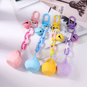 Lot de porte-clés chaîne macaron colorés avec cloches et mini paniers pour sacs à main