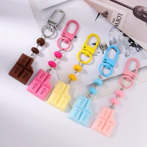 Set of colorful milk chocolate bar keychains in resin with metal D-ring clips