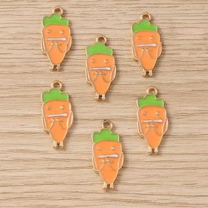 Breloques carotte dessin animé pour porte-clés DIY, 6 pièces en émail orange vif