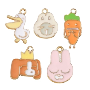 Lot de 5 pendentifs en alliage de dessins animés canard et lapin pour porte-clés DIY