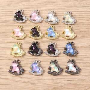 Colorful unicorn rocking horse charms in gold and silver finish for DIY jewelry making