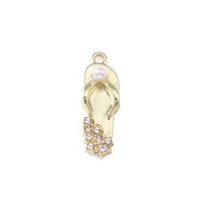 Goldener Flip-Flop-Anhänger mit Perle und Strass für Schmuckherstellung Halsketten