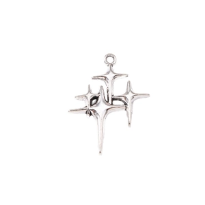 Silver four-pointed star pendant charm for DIY jewelry making necklaces and bracelets
