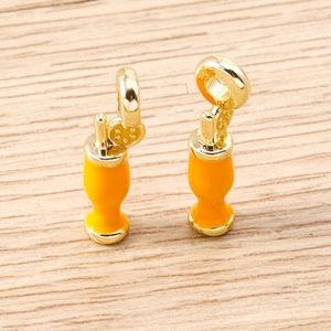 Pair of creative orange juice drink pendants with lemon slices for DIY jewelry making