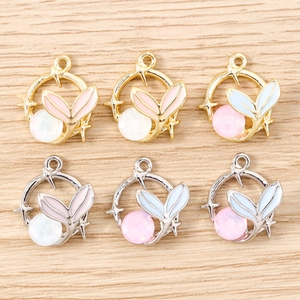 Pack of 6 mermaid tail charms with alloy frames and faceted beads for DIY jewelry making