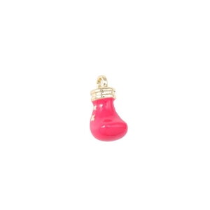 Red enamel Christmas stocking pendant with golden star detail and metal hook for DIY jewelry