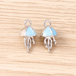 Ciondoli a forma di medusa in argento con smalto azzurro per collane e bracciali fai-da-te